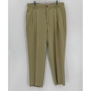 Tommy Bahama Dress Pants Men Size 38x29 Pleated 100% Silk Trousers Tan